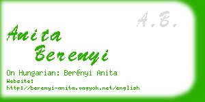 anita berenyi business card